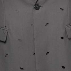 Pre Owned Emporio Armani Grey Wool Blend Cut-Out Detail Single Breasted Blazer M 