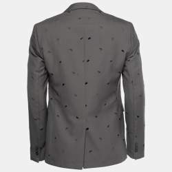 Pre Owned Emporio Armani Grey Wool Blend Cut-Out Detail Single Breasted Blazer M 