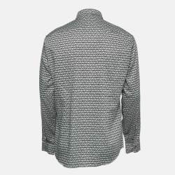 Pre Owned Emporio Armani Black Logo Printed Cotton Long Sleeve Shirt 2XL