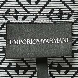 Pre Owned Emporio Armani Black Logo Printed Cotton Long Sleeve Shirt 2XL