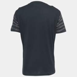 Pre Owned Emporio Armani Black Studded Cotton Half Sleeve T-Shirt XXL