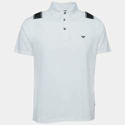 Pre Owned Emporio Armani White Cotton Logo Detailed Polo T-Shirt XXL