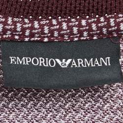 Emporio Armani Burgundy Patterned Cotton Polo T-Shirt XXL