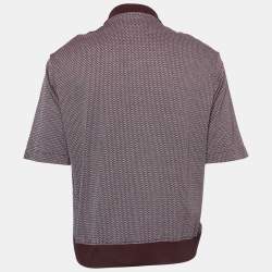 Emporio Armani Burgundy Patterned Cotton Polo T-Shirt XXL