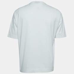 Pre Owned Emporio Armani White Logo Embroidered Cotton Box Fit T-Shirt XL