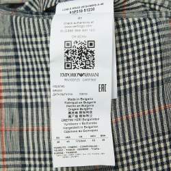 Pre Owned Emporio Armani Black Plaid Linen Trousers M