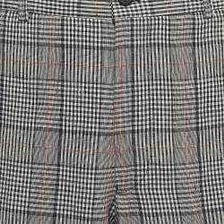 Pre Owned Emporio Armani Black Plaid Linen Trousers M