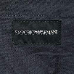 Pre Owned Emporio Armani Black Plaid Linen Trousers M
