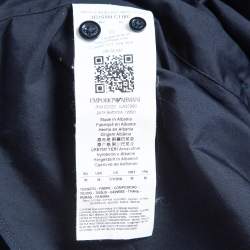Pre Owned Emporio Armani Navy Blue Cotton Button Front Full Sleeve Shirt M
