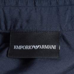 Pre Owned Emporio Armani Navy Blue Cotton Button Front Full Sleeve Shirt M