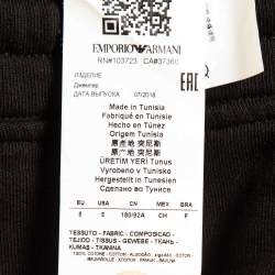 Pre Owned Emporio Armani Black Logo Digital Print Cotton Drawstring Waist Sweatshirt S