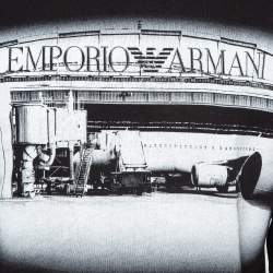 Pre Owned Emporio Armani Black Logo Digital Print Cotton Drawstring Waist Sweatshirt S