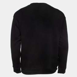 Pre Owned Emporio Armani Black Logo Digital Print Cotton Drawstring Waist Sweatshirt S