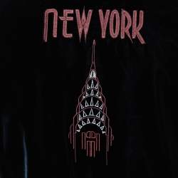 Pre Owned Emporio Armani Navy Blue Velvet NY Embroiderd Contrast Collar Bomber Jacket S