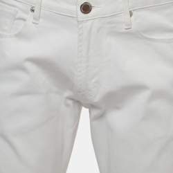 Pre Owned Emporio Armani White Denim Slim Fit Jeans L/Waist 34.5"