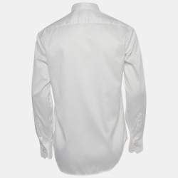 Pre Owned Emporio Armani White Cotton No Iron Button Front Shirt M