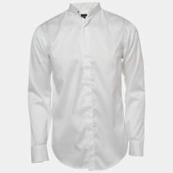 Pre Owned Emporio Armani White Cotton No Iron Button Front Shirt M