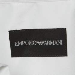 Pre Owned Emporio Armani White Cotton No Iron Button Front Shirt M