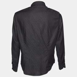 Pre Owned Emporio Armani Black Logo Pattern Cotton Regular Fit Shirt XL