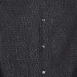 Pre Owned Emporio Armani Black Logo Pattern Cotton Regular Fit Shirt XL