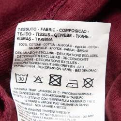 Pre Owned Emporio Armani Burgundy Cotton Embroidered T-Shirt XL