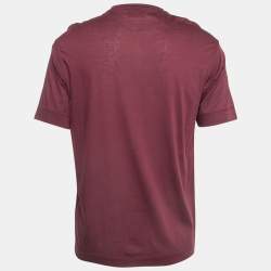Emporio Armani Burgundy Printed Cotton T-Shirt L