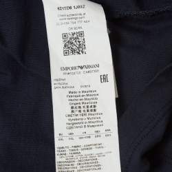 Pre Owned Emporio Armani Navy Blue Embroidered Cotton T-Shirt 2XL