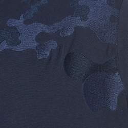 Pre Owned Emporio Armani Navy Blue Embroidered Cotton T-Shirt 2XL