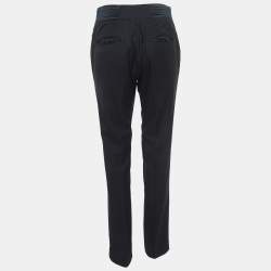 Pre Owned Emporio Armani Black Wool Regular Fit Trousers S
