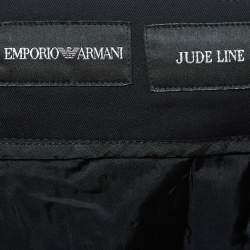 Pre Owned Emporio Armani Black Wool Regular Fit Trousers S
