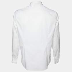 Emporio Armani White Logo Embroidered Cotton Slim Fit Shirt XXL