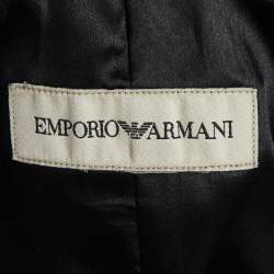 Pre Owned Emporio Armani Black Leather Single Breasted Buttoned Coat XL