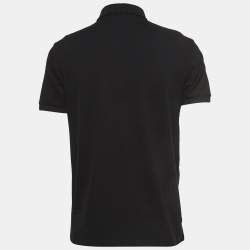 مملوكة مسبقًا Emporio Armani Black Cotton Logo Patch Polo T-Shirt M