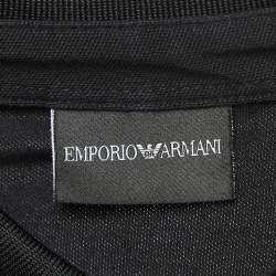 مملوكة مسبقًا Emporio Armani Black Cotton Logo Patch Polo T-Shirt M