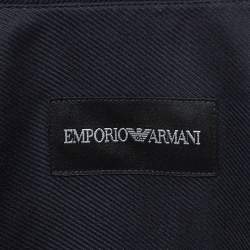 Pre Owned Emporio Armani Navy Blue Satin Full Sleeve Shirt L