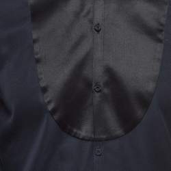 Pre Owned Emporio Armani Navy Blue Satin Full Sleeve Shirt L