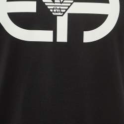 Pre Owned Emporio Armani Black r-EAcreate Logo Print Tencel Crew Neck T-Shirt L