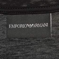 Pre Owned Emporio Armani Black r-EAcreate Logo Print Tencel Crew Neck T-Shirt L