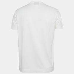 Pre Owned Emporio Armani White r-EAcreate Logo Intarsia Cotton Crew Neck T-Shirt L