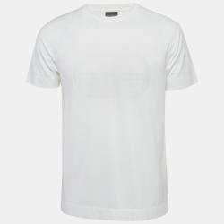 Pre Owned Emporio Armani White r-EAcreate Logo Intarsia Cotton Crew Neck T-Shirt L