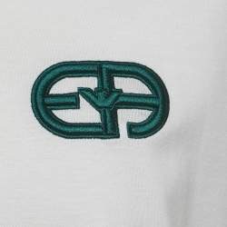 مملوكة مسبقًا Emporio Armani White r-EAcreate Embroidery Tencel Crew Neck T-Shirt L