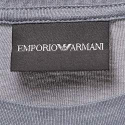Pre Owned Emporio Armani Logo Print Tencel Crew Neck T-Shirt L