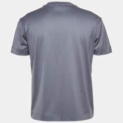 Pre Owned Emporio Armani Logo Print Tencel Crew Neck T-Shirt L