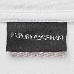 Pre Owned Emporio Armani White Logo Print Cotton Crew Neck T-Shirt L