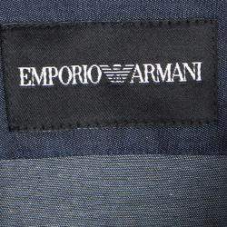 Pre Owned Emporio Armani Blue Contrast Front Yoke Button Front Long Sleeve Shirt XXL