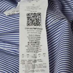 Pre Owned Emporio Armani Blue Striped Cotton Blend Button Front Shirt L