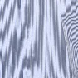 Pre Owned Emporio Armani Blue Striped Cotton Blend Button Front Shirt L