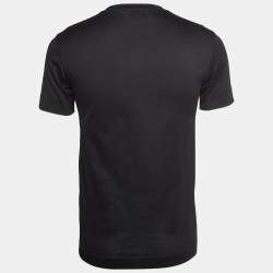 Pre Owned Emporio Armani Black Logo Printed Cotton Knit Crew Neck T-Shirt XS