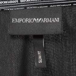 Pre Owned Emporio Armani Black Printed Detachable Collar Cotton Shirt M