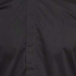 Pre Owned Emporio Armani Black Printed Detachable Collar Cotton Shirt M